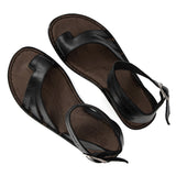 Hamisi : Ladies Leather Sandal in Black Cayak