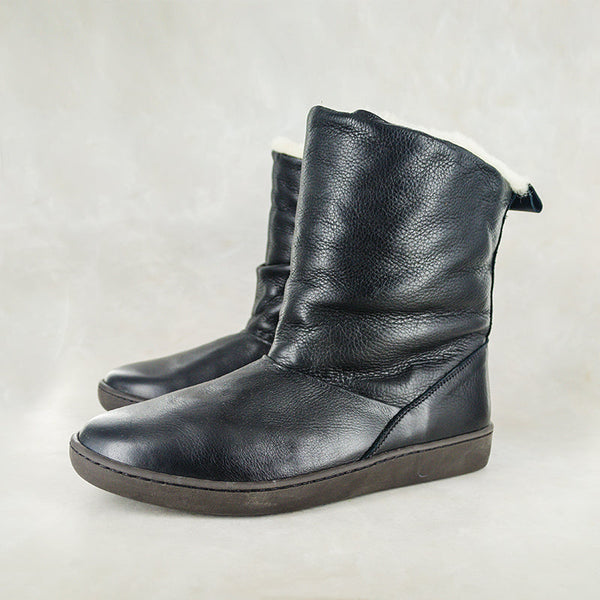 Online Exclusive Outlet Zeny : Ladies 100% Wool-Lined Leather Boot in Black Vintage