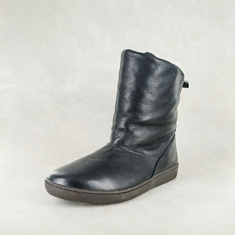 Online Exclusive Outlet Zeny : Ladies 100% Wool-Lined Leather Boot in Black Vintage