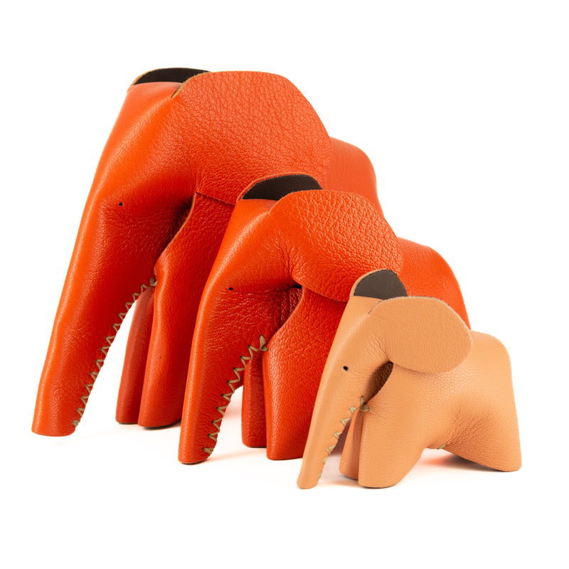 Marula : Large Elephant Family Accessory in Coral Leather