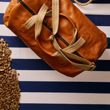 Weekender : Leather Travel Bag in Tan Vintage