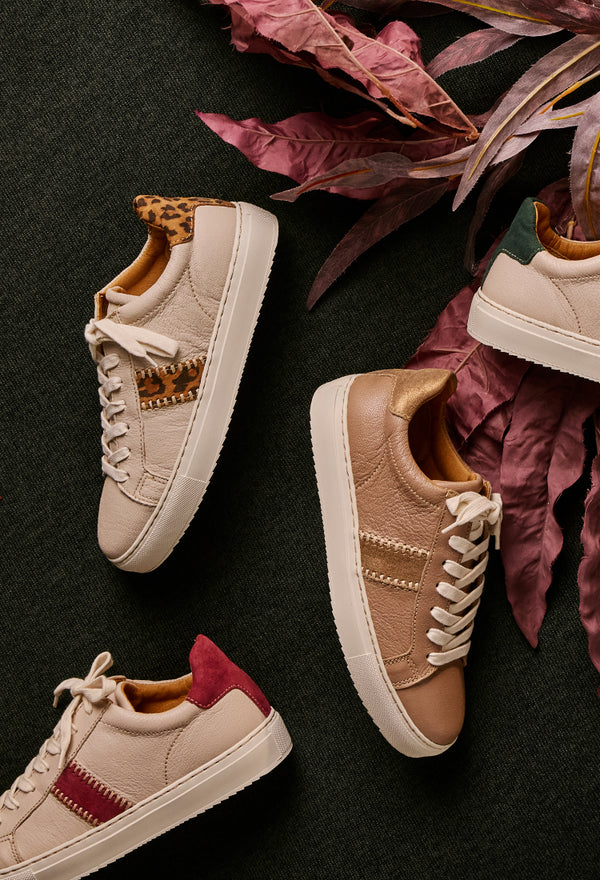 Tripoli : Ladies Leather Sneaker in Timber Cayak & Beige Spirit
