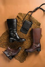 Bobedi : Ladies Leather Mid-calf Boot in Sable Relaxa