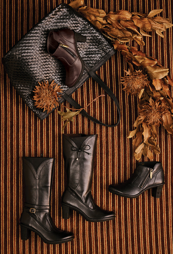 Vusi : Ladies Leather High-Heel Boot in Black Relaxa