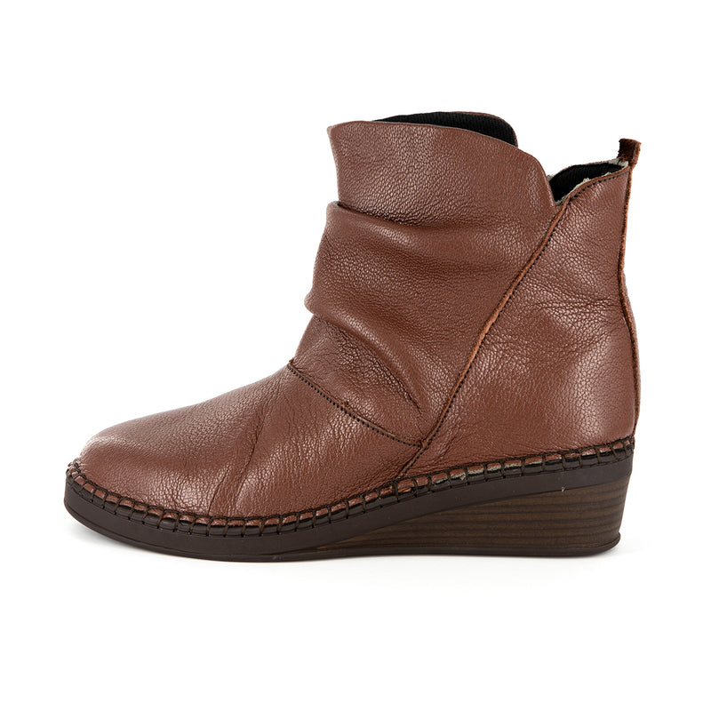Imfologo : Ladies Leather Wedge Ankle Boot in Cafe Cayak