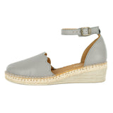 Inkantolo : Ladies Leather Wedge Espadrille in Quarry Cayak