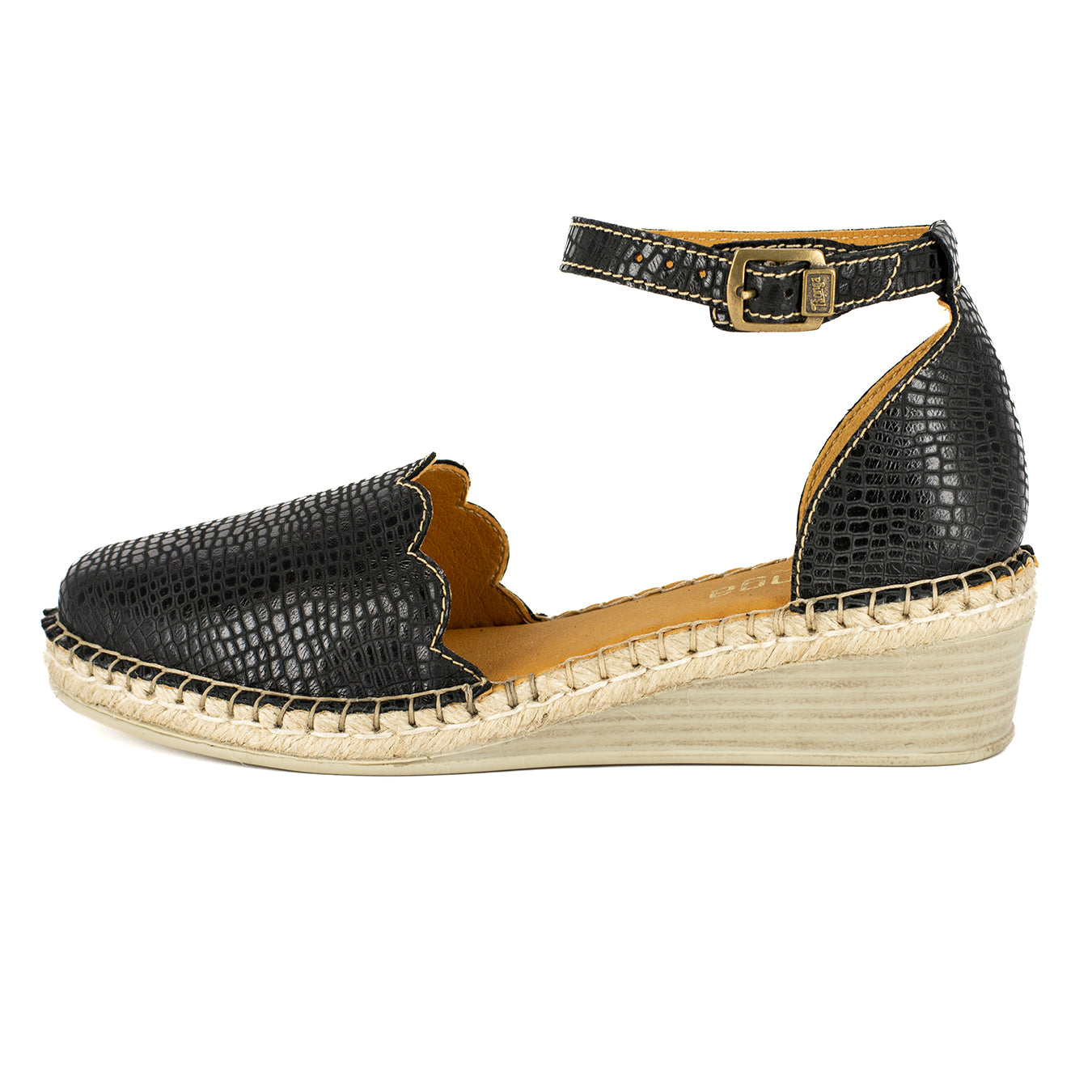 Inkantolo : Ladies Leather Wedge Espadrille in Black Coco Lux – Tsonga