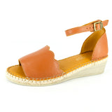 Pulika : Ladies Leather Wedge Espadrille in Oak Cayak