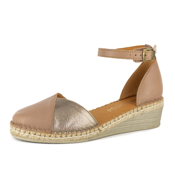 Mirembe : Ladies Leather Wedge Espadrille in Timber Cayak & Sabbia Galaxy