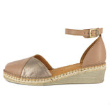 Mirembe : Ladies Leather Wedge Espadrille in Timber Cayak & Sabbia Galaxy