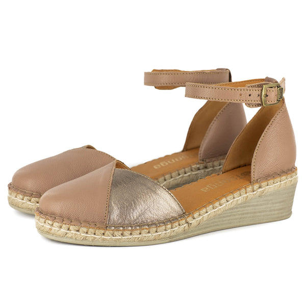 Mirembe : Ladies Leather Wedge Espadrille in Timber Cayak & Sabbia Galaxy