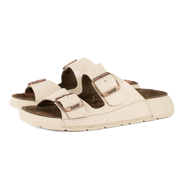 Masego : Ladies Leather Sandal in Cream Cayak