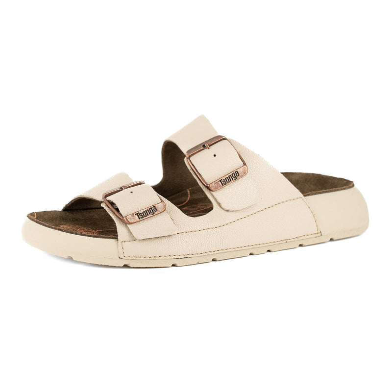 Masego : Ladies Leather Sandal in Cream Cayak