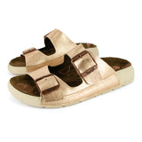 Masego : Ladies Leather Sandal in Rose Gold Metallic