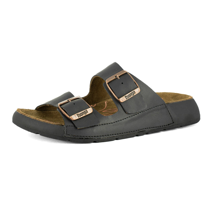 Masego : Ladies Leather Sandal in Black Relaxa