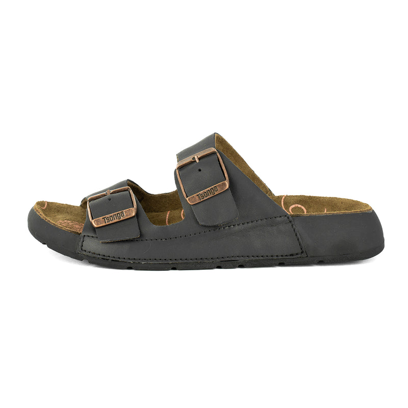 Masego : Ladies Leather Sandal in Black Relaxa