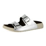 Masego : Ladies Leather Sandal in Silver Prime