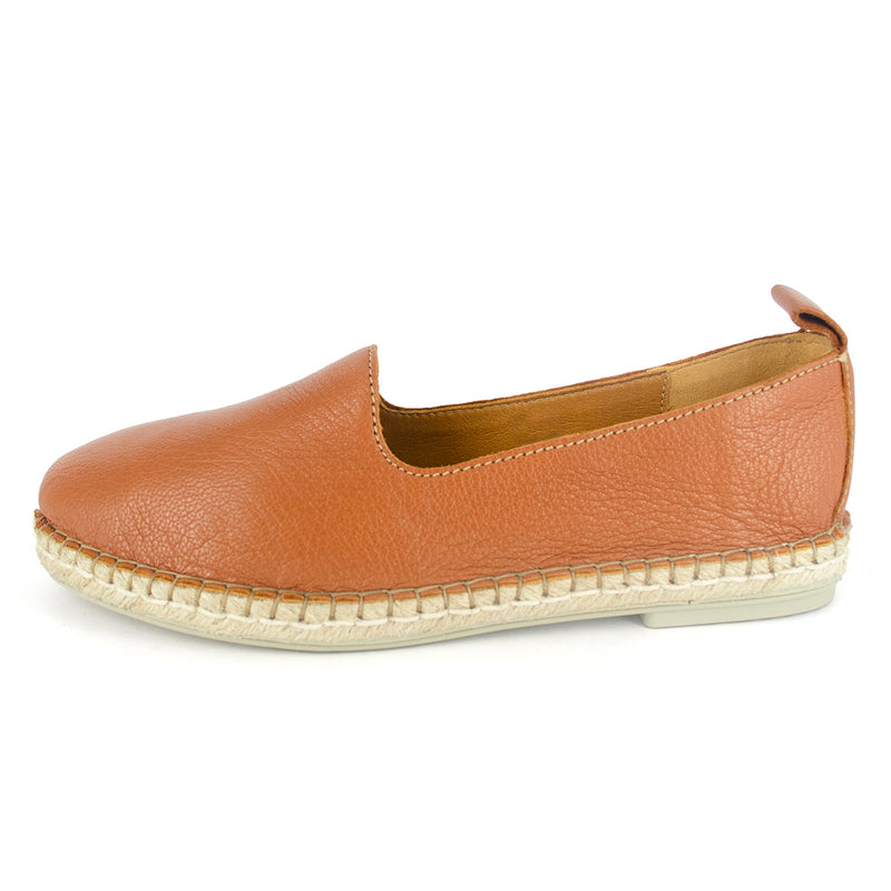 Indzima : Ladies Leather Espadrille Shoe in Oak Cayak