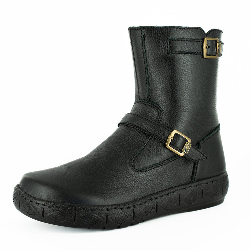 Bulwer : Ladies 100% Wool-Lined Leather Boot in Black Natan