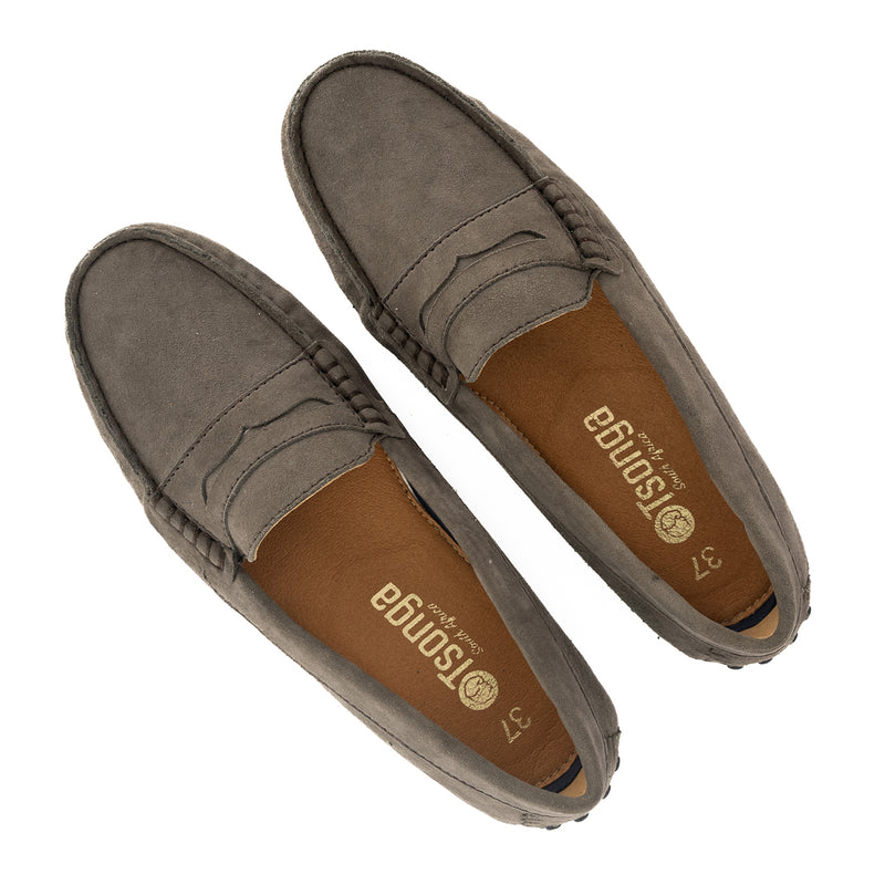 Jozini : Ladies Leather Moccasin In Fungi Velutto