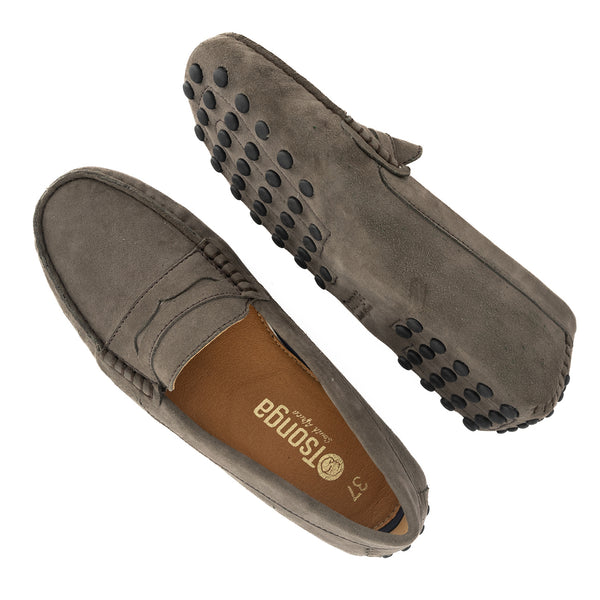 Jozini : Ladies Leather Moccasin In Fungi Velutto