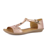 Venge : Ladies Leather Sandal in Rose Gold Metallic