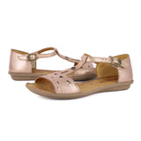 Venge : Ladies Leather Sandal in Rose Gold Metallic