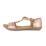 Venge : Ladies Leather Sandal in Rose Gold Metallic