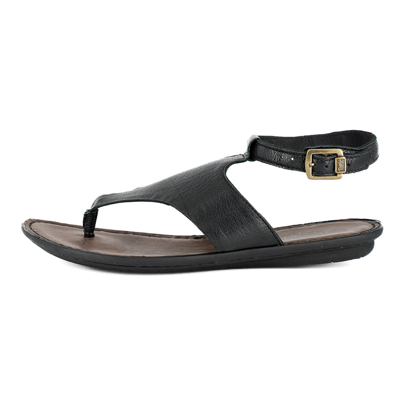 Kenitra : Ladies Leather Sandal in Black Nappa