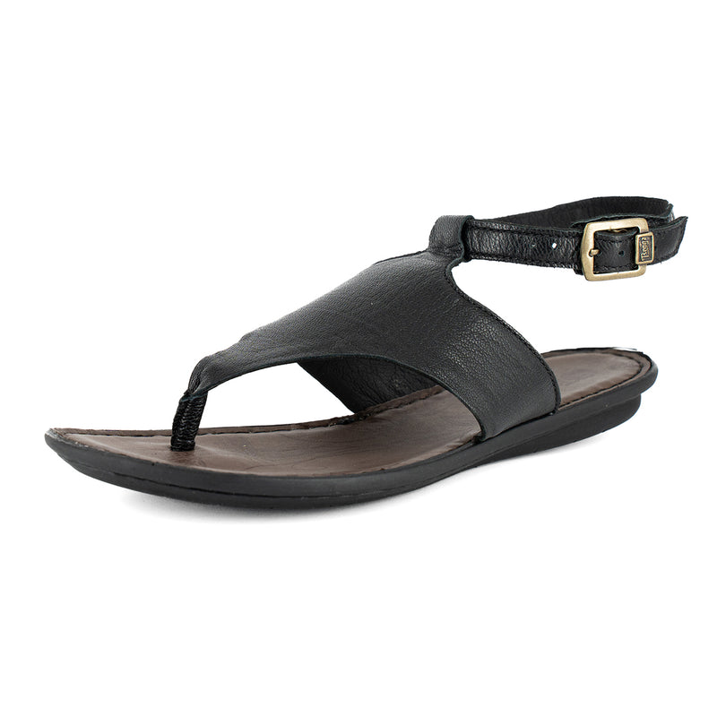 Kenitra : Ladies Leather Sandal in Black Nappa