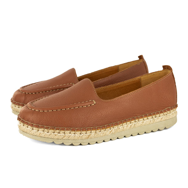 Dodoma : Ladies Leather Espadrille in Oak Natan