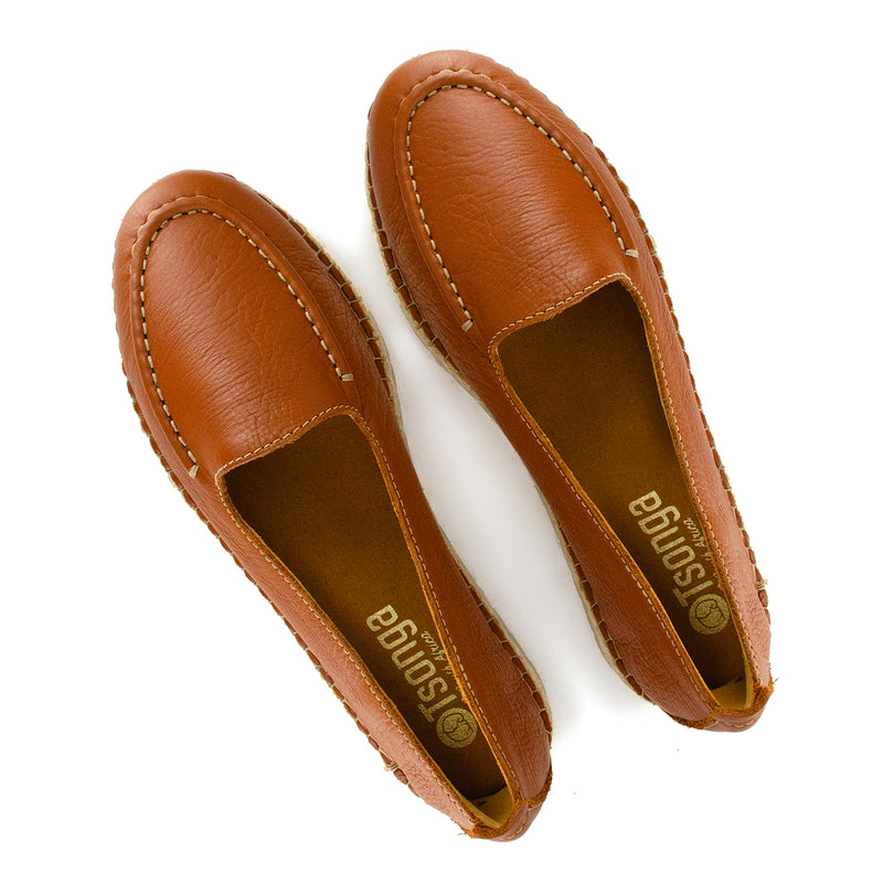 Dodoma : Ladies Leather Espadrille in Oak Natan