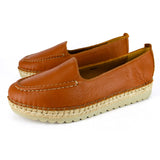 Dodoma : Ladies Leather Espadrille in Oak Natan