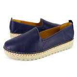 Banjul : Ladies Leather Espadrille in Marine Cayak