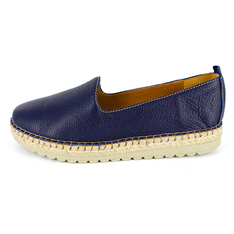 Banjul : Ladies Leather Espadrille in Marine Cayak