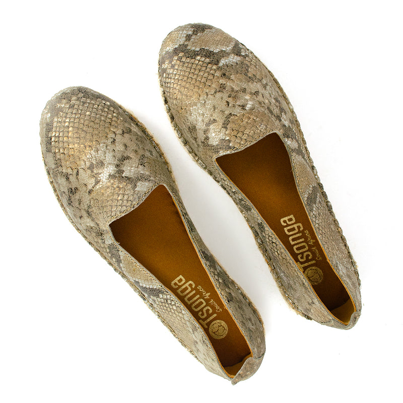 Banjul : Ladies Leather Espadrille in Opal Rockafella