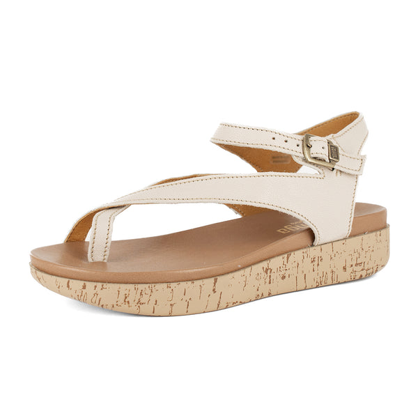 Umnyango : Ladies Leather Sandal in Cream Cayak