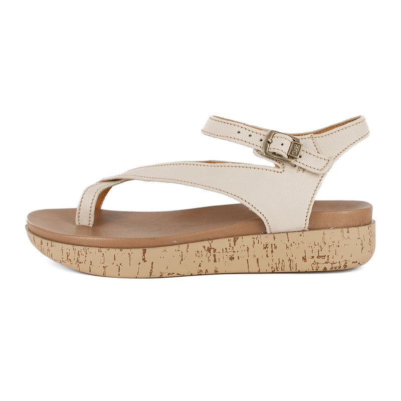 Umnyango : Ladies Leather Sandal in Cream Cayak