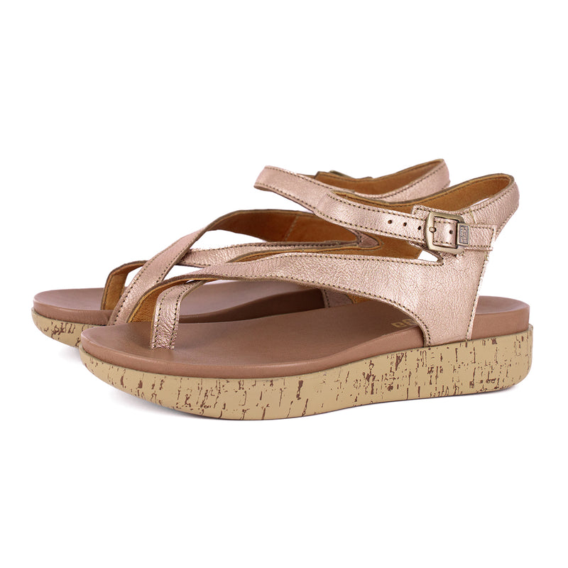 Umnyango : Ladies Leather Sandal in Rose Gold Metallic