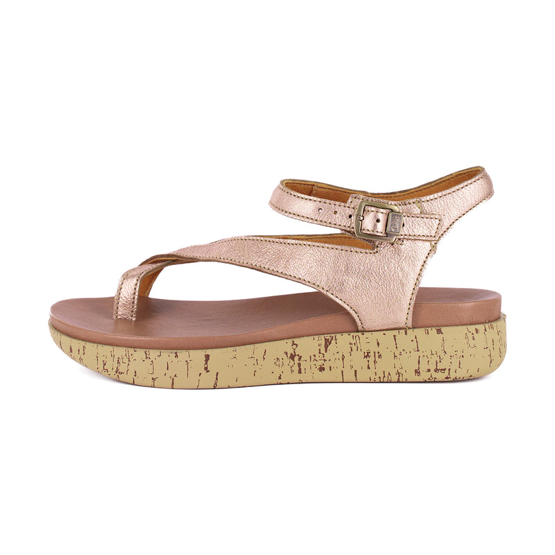 Umnyango : Ladies Leather Sandal in Rose Gold Metallic