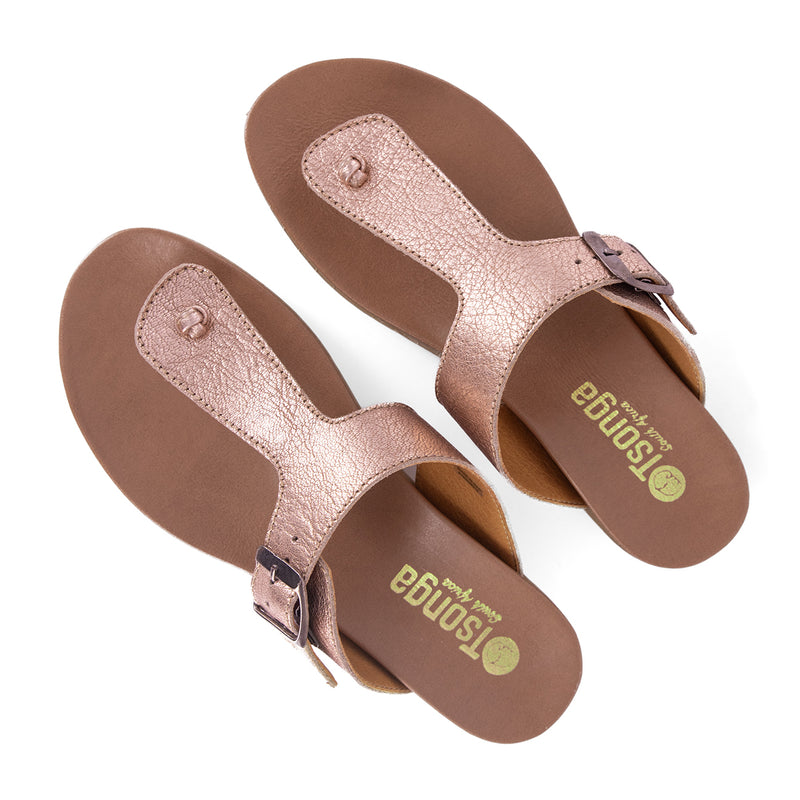 Olufemi : Ladies Leather Sandal in Rose Gold Metallic