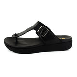 Olufemi : Ladies Leather Sandal in Black Relaxa