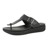 Olufemi : Ladies Leather Sandal in Black Relaxa