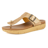 Olufemi : Ladies Leather Sandal in Gold Metallic