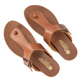 Olufemi : Ladies Leather Sandal in Oak Cayak