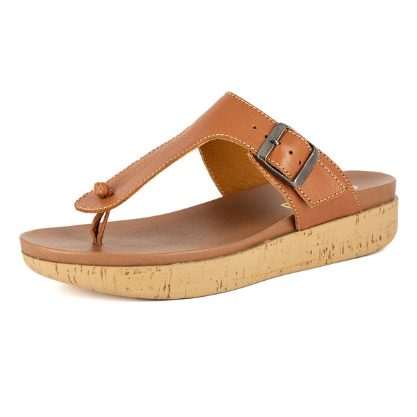 Olufemi : Ladies Leather Sandal in Oak Cayak