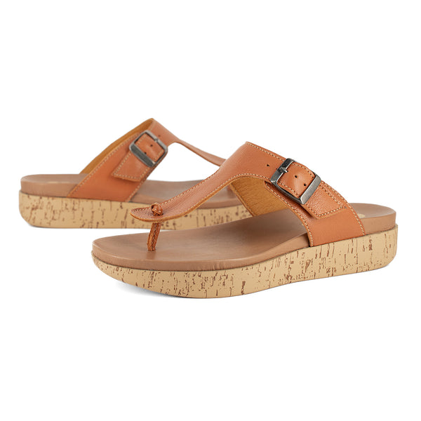 Olufemi : Ladies Leather Sandal in Oak Cayak