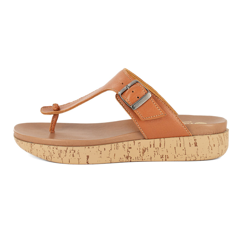 Olufemi : Ladies Leather Sandal in Oak Cayak