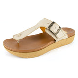 Olufemi : Ladies Leather Sandal in Cream Cayak