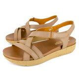 Luanda : Ladies Leather Sandal in Timber Cayak